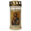 Veilleuse de cimetière en verre avec couvercle doré - Blanc - Pantocrator - 10 pièces / carton
