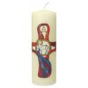 Bougie pascale 150 X 50 mm - Croix rouge/bleu