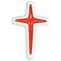 Croix Ceramique 13.5 X 9 Cm Blanc + Rouge