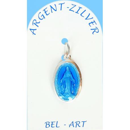 Medaille Zilver - Wonderbare - 19 mm - Email Blauw 