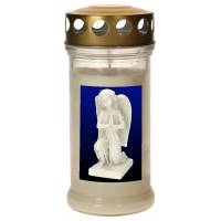 Veilleuse de cimetière en verre avec couvercle doré - Blanc - Ange - 10 pièces / carton