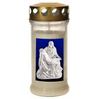 Veilleuse de cimetière en verre avec couvercle doré - Blanc - Pieta - 10 pièces / carton