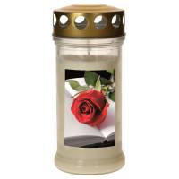 Graflicht in glas met deksel verguld - Open boek met roos - 10 stuks / doos 