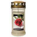 Graflicht in glas met deksel verguld - Open boek met roos - 10 stuks / doos 