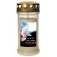 Veilleuse de cimetière en verre avec couvercle doré - Blanc - Colombe + Texte néerlandais - 10 pièces / carton