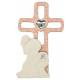 Croix de communion rose à poser 9x16 cm