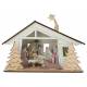 Crèche en bois découpé + lumière 10x20x10 cm bi-colore
