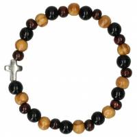 Armband op elastiek Hout 3 kleurig 
