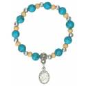 Bracelet sur élastique Bois et turquoise