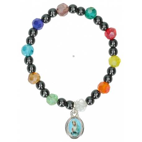Bracelet sur élastique Hématite et perles brillantes