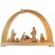 Houtsnijwerk kerststal 8 kerstfiguren van 10 cm 40x30 cm 