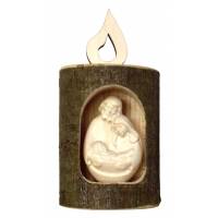 Nativité dans rondin en bois sculpté H 11cm x 4.5 cm Naturel