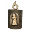 Ange dans rondin en bois sculpté H 11cm x 4.5 cm Naturel