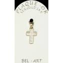Kruisje plaqué-goud met witte strass 13 x 10 mm 