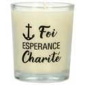 Kaarsje in glas 65 x 50 mm Foi Espérance Charité 