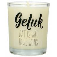 Kaarsje in glas 65 x 50 mm Geluk Dat is wat ik je wens 