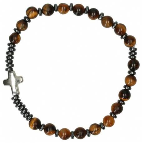 Armband op elastiek Tijgeroog en hematiet 