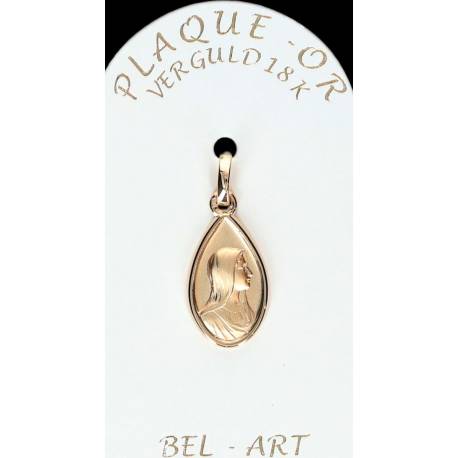 Médaille Plaqué-or Vierge Goutte 17 X 12 mm