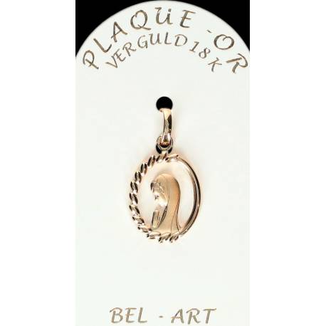Médaille Plaqué-or Vierge ajourée 16 X 13 mm