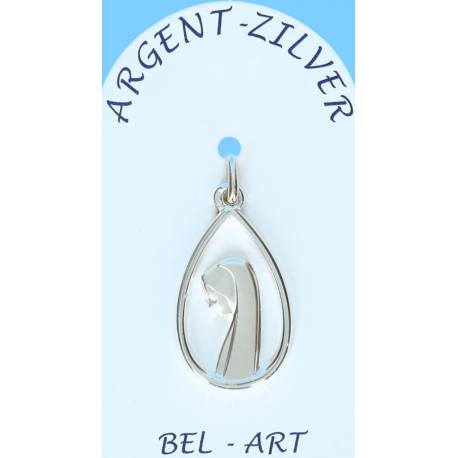 Médaille Argent Vierge ajourée / goutte 23 X 15 mm