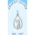 Médaille Argent Vierge ajourée / goutte 23 X 15 mm