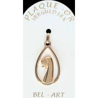 Medaille plaqué-goud Maria opengewerkt / druppel 23 X 15 mm 