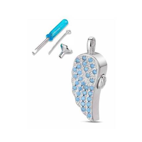 Bijou ARGENT pour cendres funéraires Aile d'ange 20 x 8 mm