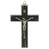 Kruisbeeld - 16 cm - Zwart en wit hout 