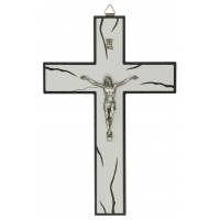 Croix murale - 23 cm - Bois blanc et noir