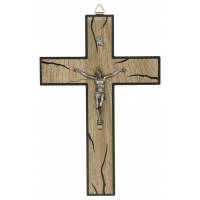 Kruisbeeld - 23 cm - Bruin en zwart hout 