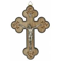 Kruisbeeld - 16 cm - Bruin en zwart hout 