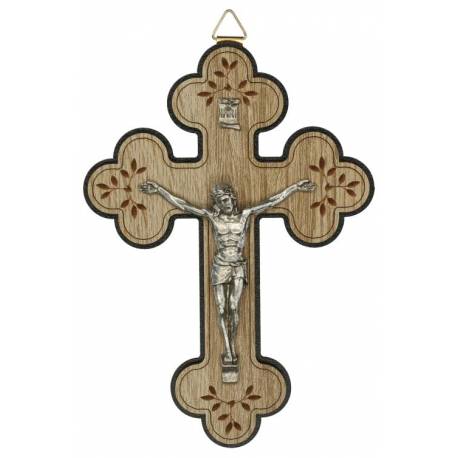 Kruisbeeld - 16 cm - Bruin en zwart hout 