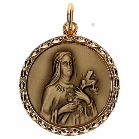 Medaille H Theresia - 18 mm - Email/Verguld 