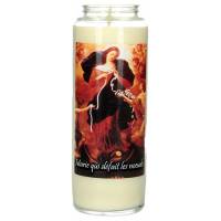 Noveenkaars in glas / wit / Maria die de knopen ontwart 