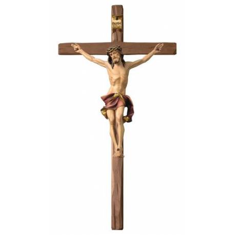 Bois Sculpté - Croix Murale 23 x 12 cm Polychrome
