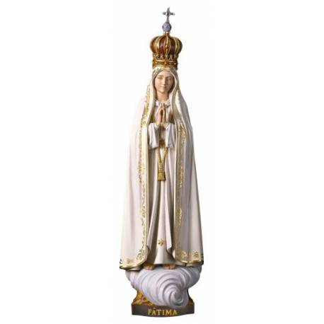 Statue en bois sculpté Notre Dame de Fatima avec couronne 14cm couleur