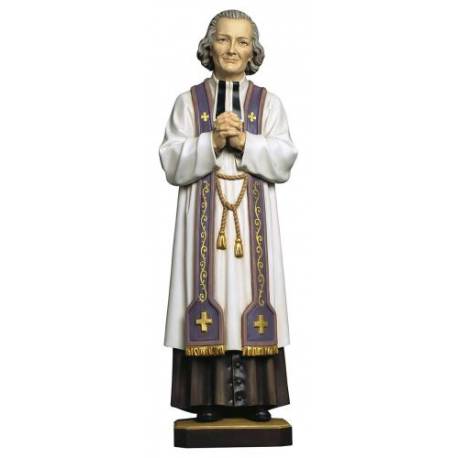 Statue en bois sculpté Saint Curé d'Ars 12 cm couleur