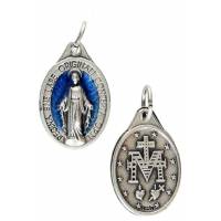 Médaille 17 mm OV - Miraculeuse - Métal argenté / Email bleu