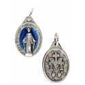 Médaille 17 mm OV - Miraculeuse - Métal argenté / Email bleu