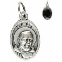 Médaille 15 mm OV - St P Pio - Métal argenté / relique
