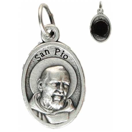 Médaille 15 mm OV - St P Pio - Métal argenté / relique