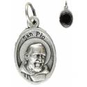 Médaille 15 mm OV - St P Pio - Métal argenté / relique