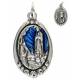 Médaille 21 mm OV App. Lourdes - Métal argenté + émail bleu
