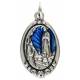 Médaille 21 mm OV App. Lourdes - Métal argenté + émail bleu
