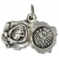 Médaille rose double 15 mm St Michel / Ange gardien - Métal argenté