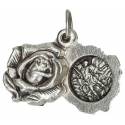 Médaille rose double 15 mm St Michel / Ange gardien - Métal argenté