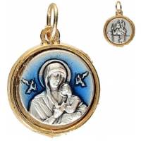 Médaille 15 mm Perp Sec / St Christophe Métal bicolore émail bleu