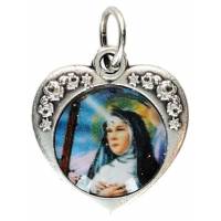 Médaille 15 mm Coeur Ste Rita - Métal argenté
