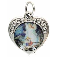 Médaille 15 mm Coeur Ange gardien - Métal argenté