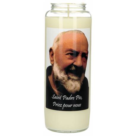 Neuvaine en verre / blanc / St Padre Pio